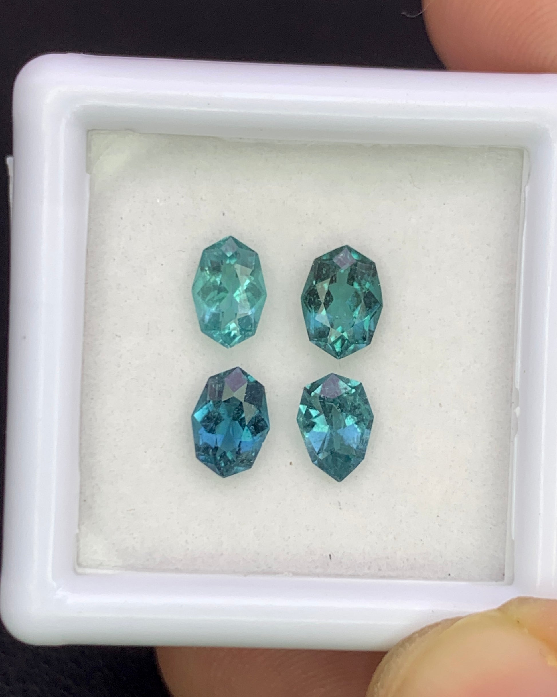 Natural Indicolite Tourmaline Lot 1.36 Carat Fancy Shape Faceted Gemstone 4 Piece Lot 