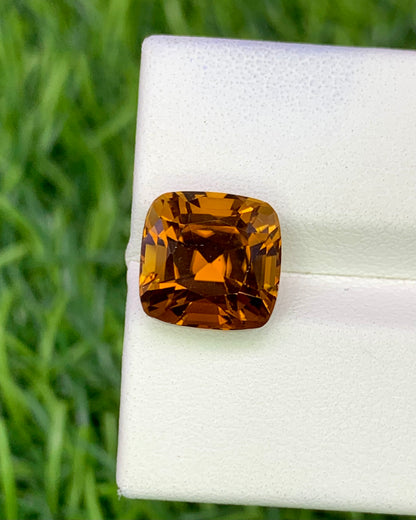 Natural Orange Tourmaline 5.13 Carat 9.9x9.7 MM Cushion Shape Faceted Gemstone
