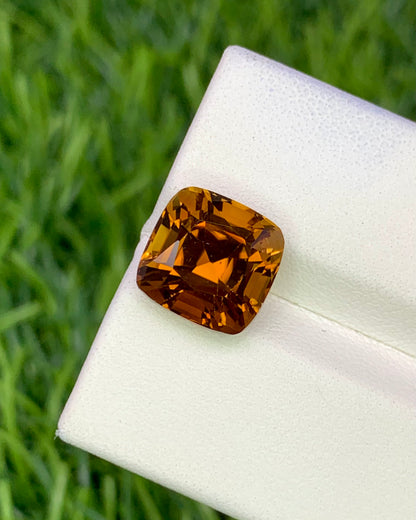 Natural Orange Tourmaline 5.13 Carat 9.9x9.7 MM Cushion Shape Faceted Gemstone