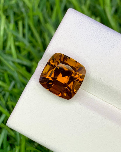 Natural Orange Tourmaline 5.13 Carat 9.9x9.7 MM Cushion Shape Faceted Gemstone