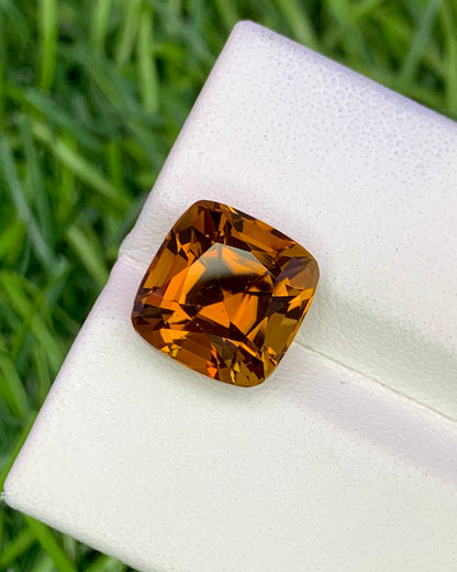 Natural Orange Tourmaline 5.13 Carat 9.9x9.7 MM Cushion Shape Faceted Gemstone