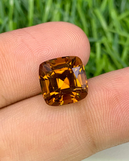 Natural Orange Tourmaline 5.13 Carat 9.9x9.7 MM Cushion Shape Faceted Gemstone