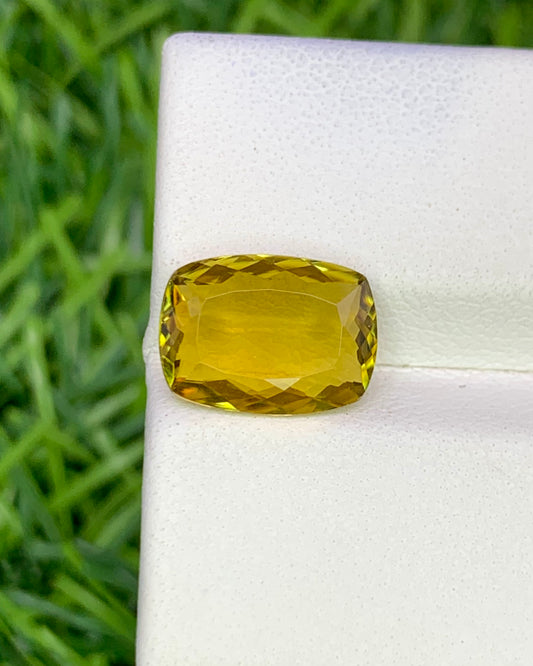 Natural Yellow Tourmaline 2.42 Carat 10.9x8 MM Cushion Shape Faceted Gemstone