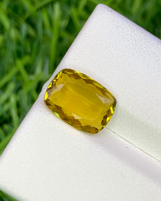 Natural Yellow Tourmaline 2.42 Carat 10.9x8 MM Cushion Shape Faceted Gemstone