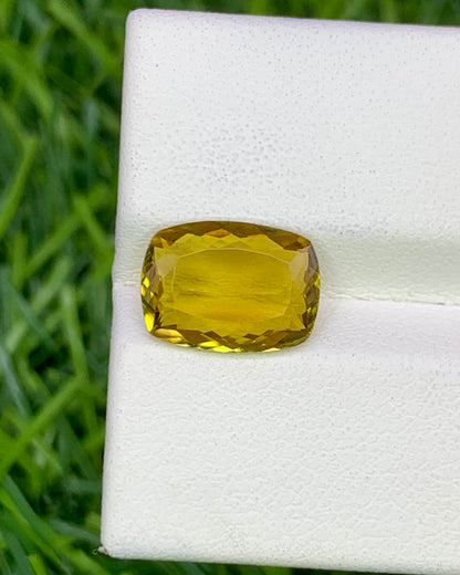Natural Yellow Tourmaline 2.42 Carat 10.9x8 MM Cushion Shape Faceted Gemstone