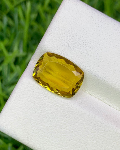 Natural Yellow Tourmaline 2.42 Carat 10.9x8 MM Cushion Shape Faceted Gemstone