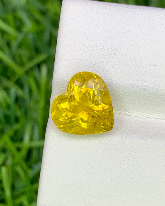 Natural Yellow Tourmaline 3.57 Carat 9.9x9.5 MM Heart Shape Faceted Gemstone