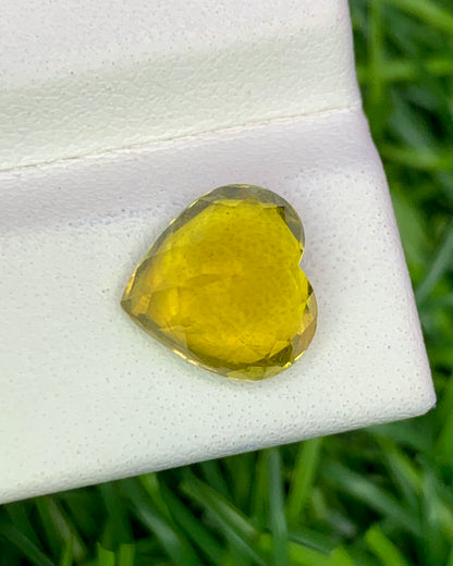 Natural Yellow Tourmaline 3.57 Carat 9.9x9.5 MM Heart Shape Faceted Gemstone