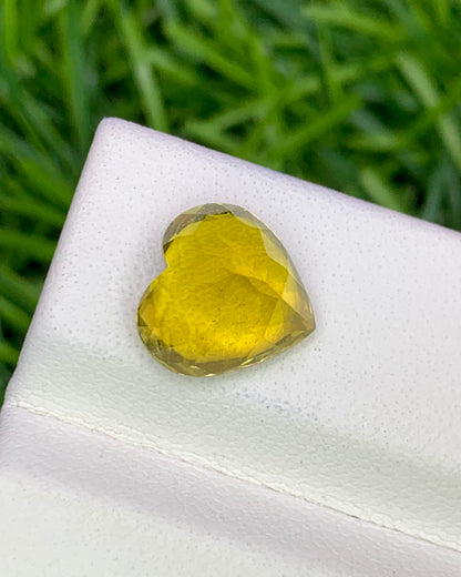 Natural Yellow Tourmaline 3.57 Carat 9.9x9.5 MM Heart Shape Faceted Gemstone