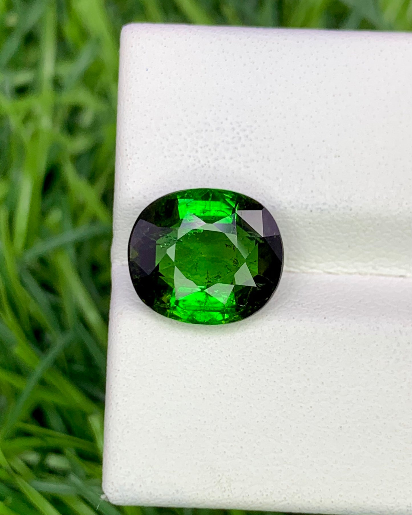 Natural Green Tourmaline 3.84 Carat 10.6x9.3 MM Oval Shape Faceted Gemstone