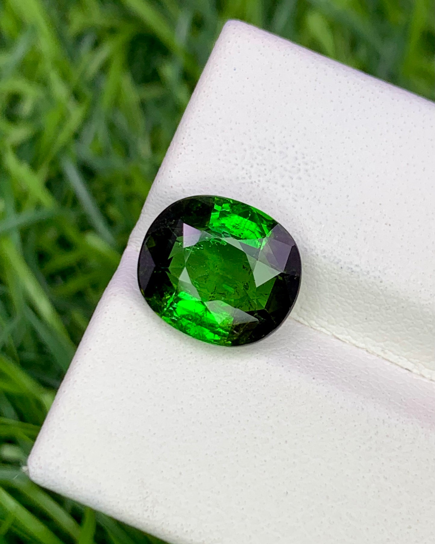 Natural Green Tourmaline 3.84 Carat 10.6x9.3 MM Oval Shape Faceted Gemstone