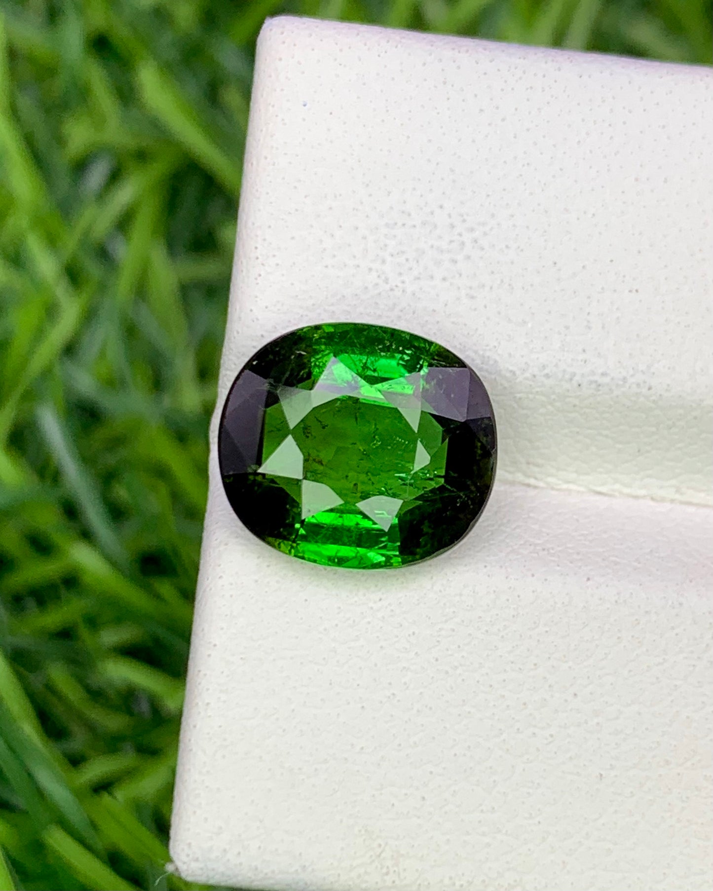 Natural Green Tourmaline 3.84 Carat 10.6x9.3 MM Oval Shape Faceted Gemstone