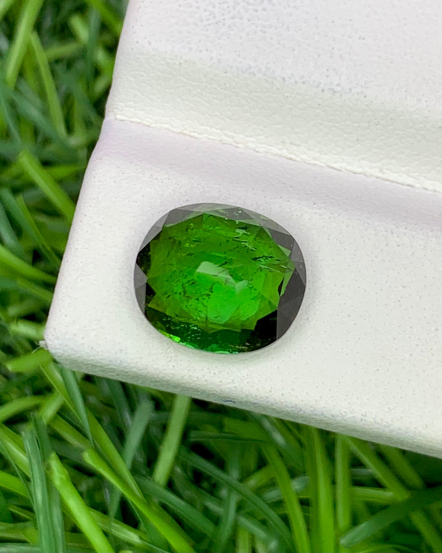 Natural Green Tourmaline 3.84 Carat 10.6x9.3 MM Oval Shape Faceted Gemstone