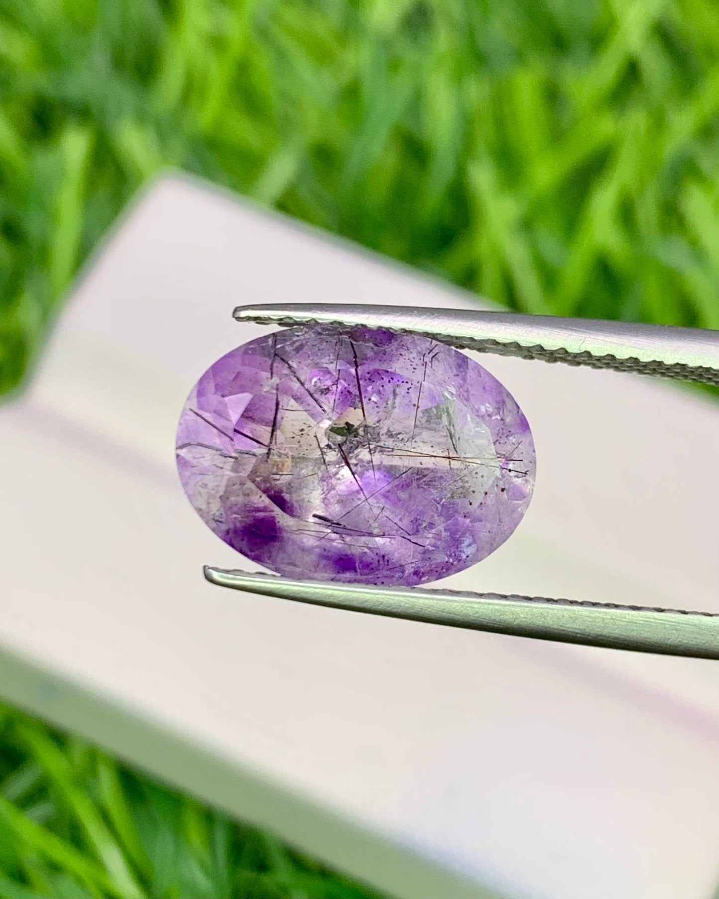 Natural Super Seven 4.44 Carat 13x9.5 MM Oval Shape Faceted Gemstone with 7 Crystals Healing Stone Seven Chakra Melody Stone