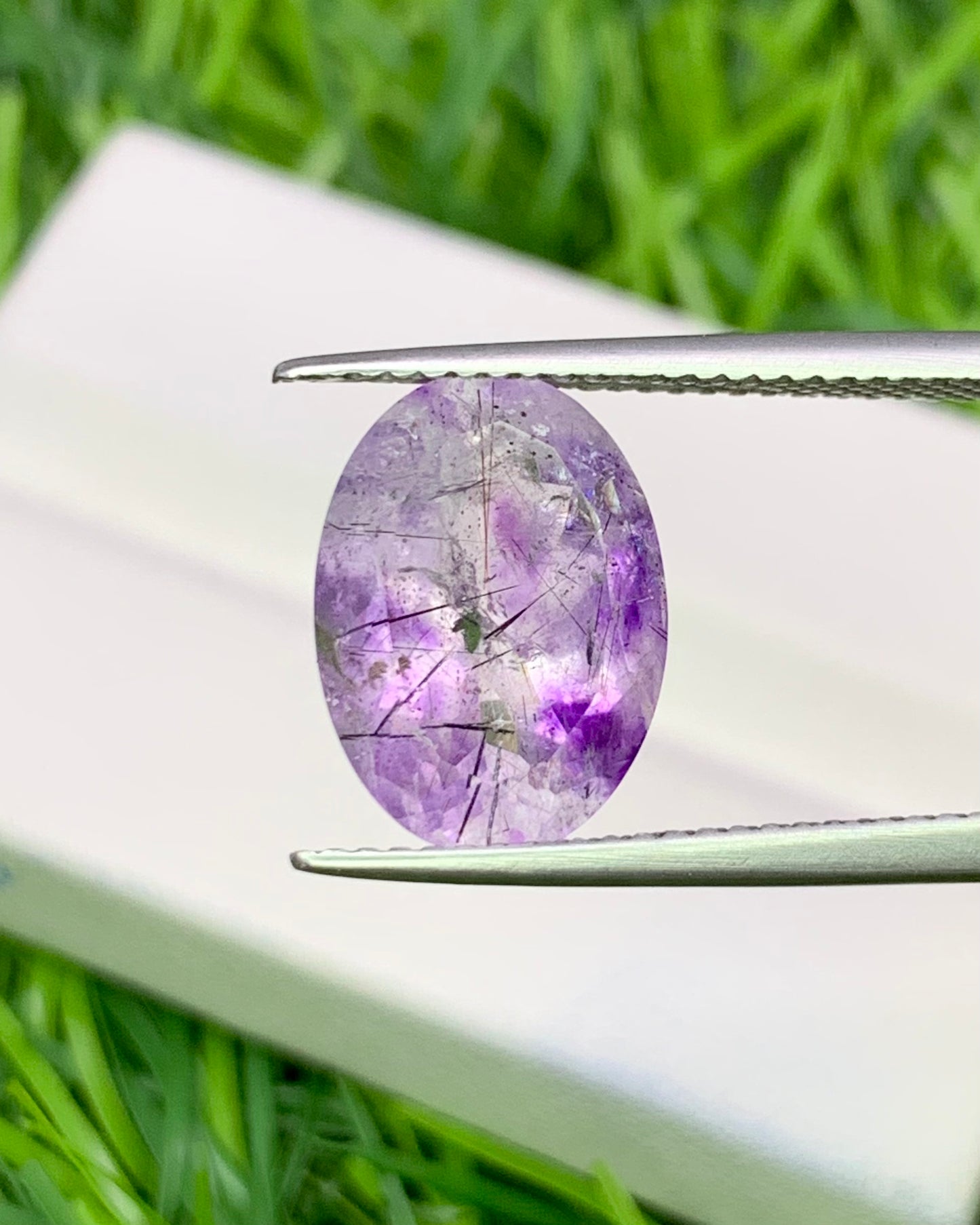 Natural Super Seven 4.44 Carat 13x9.5 MM Oval Shape Faceted Gemstone with 7 Crystals Healing Stone Seven Chakra Melody Stone