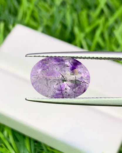 Natural Super Seven 4.44 Carat 13x9.5 MM Oval Shape Faceted Gemstone with 7 Crystals Healing Stone Seven Chakra Melody Stone