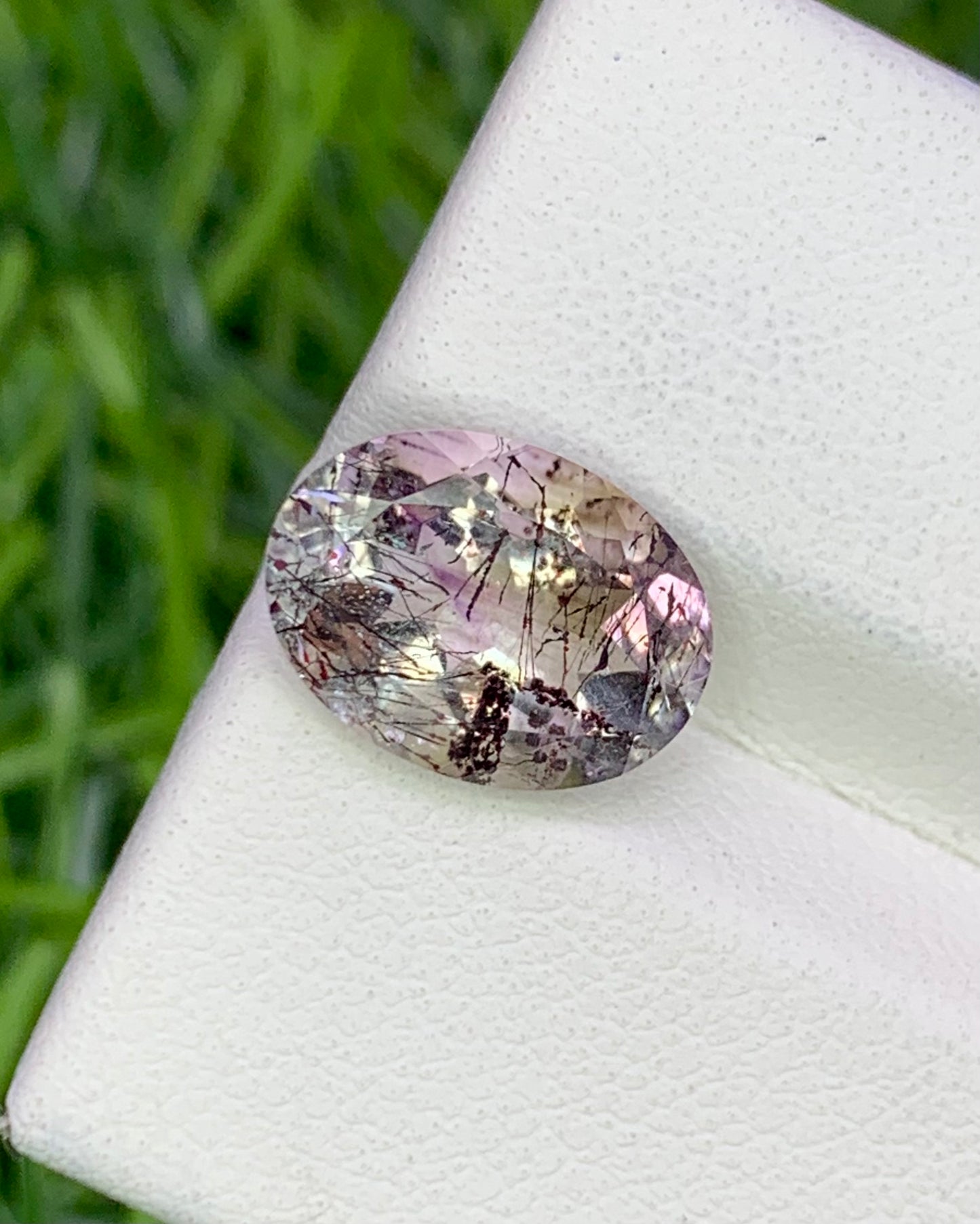 Natural Super Seven 2.72 Carat 11x8.1 MM Oval Shape Faceted Gemstone with 7 Crystals Healing Stone Seven Chakra Melody Stone