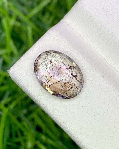 Natural Super Seven 2.72 Carat 11x8.1 MM Oval Shape Faceted Gemstone with 7 Crystals Healing Stone Seven Chakra Melody Stone