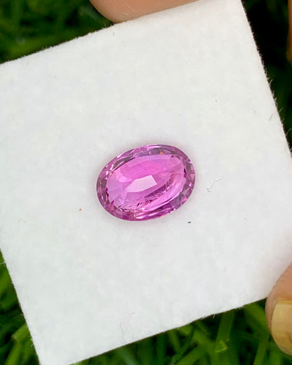 Natural Pink Sapphire 1.90 Carat 8.4x6.2 MM Oval Shape Faceted Gemstone