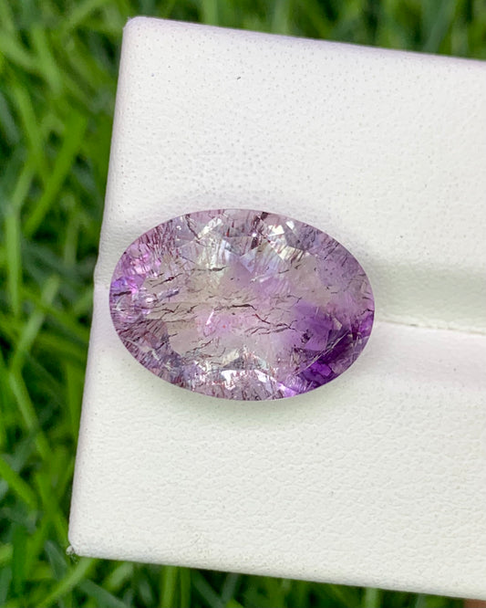 Natural Super Seven 7.34 Carat 16x11.5 MM Oval Shape Faceted Gemstone with 7 Crystals Healing Stone Seven Chakra Melody Stone