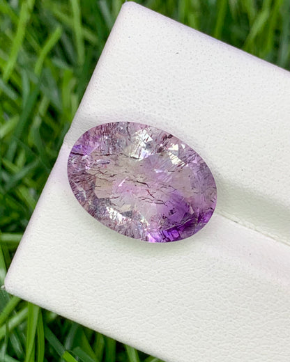 Natural Super Seven 7.34 Carat 16x11.5 MM Oval Shape Faceted Gemstone with 7 Crystals Healing Stone Seven Chakra Melody Stone