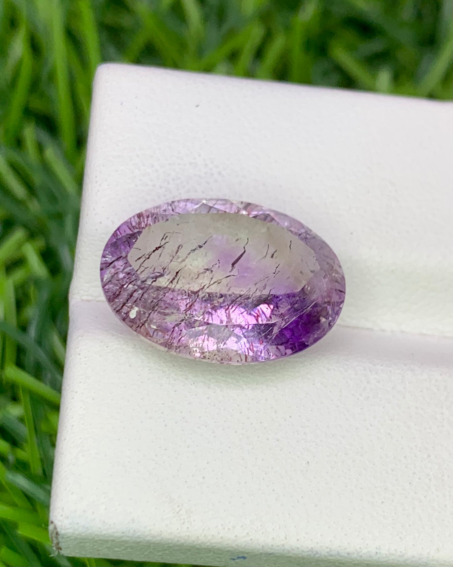 Natural Super Seven 7.34 Carat 16x11.5 MM Oval Shape Faceted Gemstone with 7 Crystals Healing Stone Seven Chakra Melody Stone