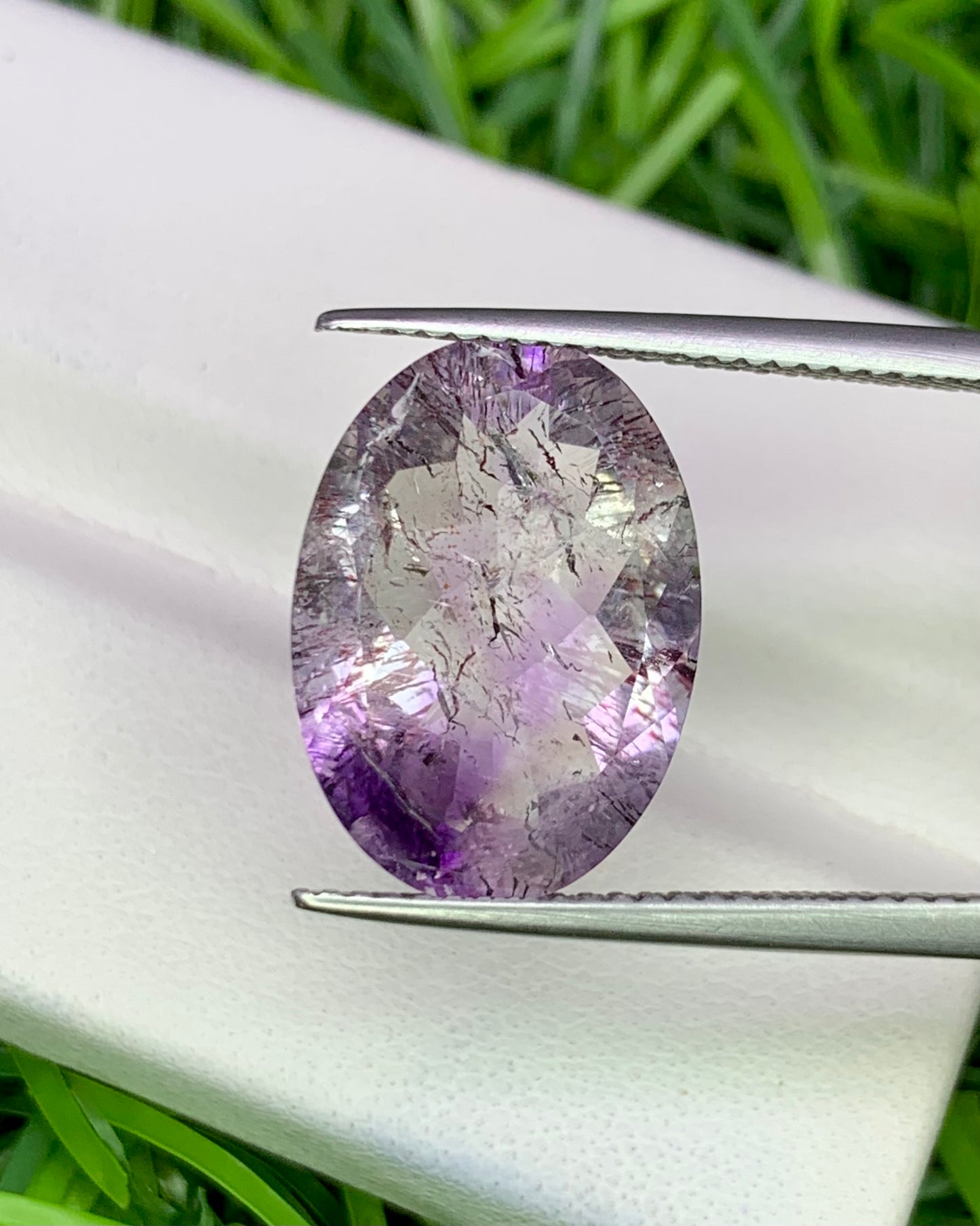 Natural Super Seven 7.34 Carat 16x11.5 MM Oval Shape Faceted Gemstone with 7 Crystals Healing Stone Seven Chakra Melody Stone