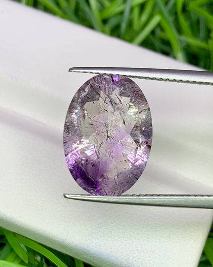 Natural Super Seven 7.34 Carat 16x11.5 MM Oval Shape Faceted Gemstone with 7 Crystals Healing Stone Seven Chakra Melody Stone