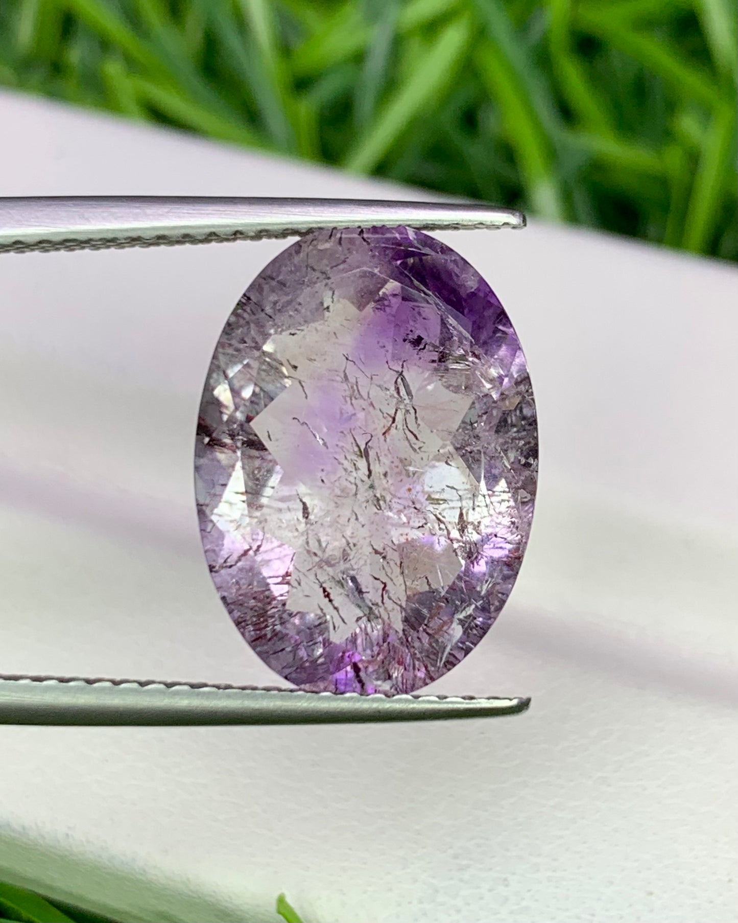 Natural Super Seven 7.34 Carat 16x11.5 MM Oval Shape Faceted Gemstone with 7 Crystals Healing Stone Seven Chakra Melody Stone