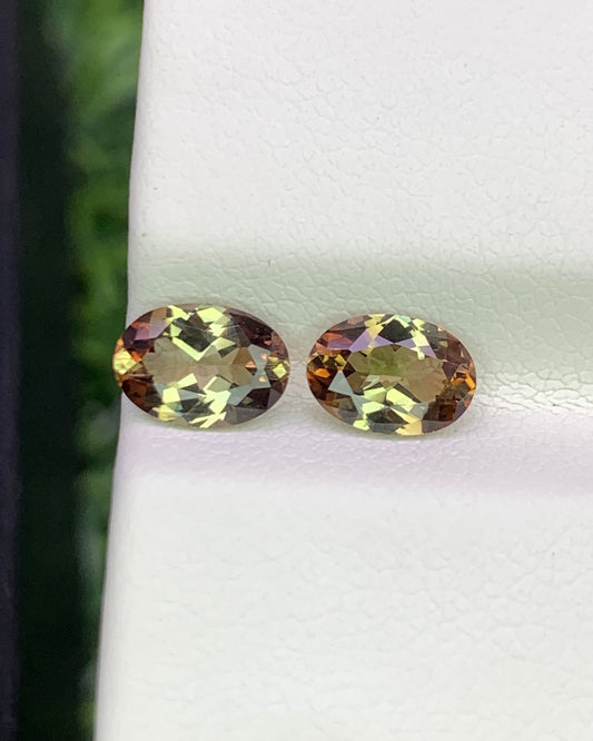 Natural Bi Color Andalusite Lot 1.45 Carat 7x5 MM Oval Shape Faceted Gemstone 2 Piece Lot 