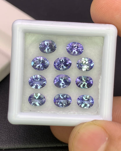 Natural Bi Color Tanzanite Lot 4.20 Carat 5x4 MM Oval Shape Faceted Gemstone 11 Piece Lot