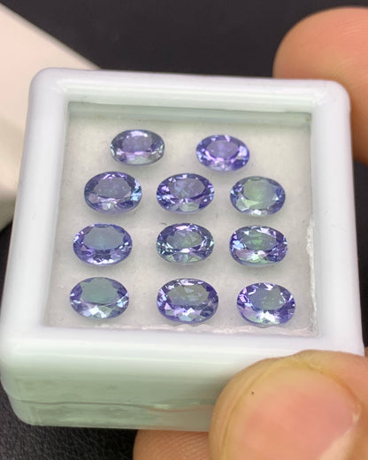 Natural Bi Color Tanzanite Lot 4.20 Carat 5x4 MM Oval Shape Faceted Gemstone 11 Piece Lot