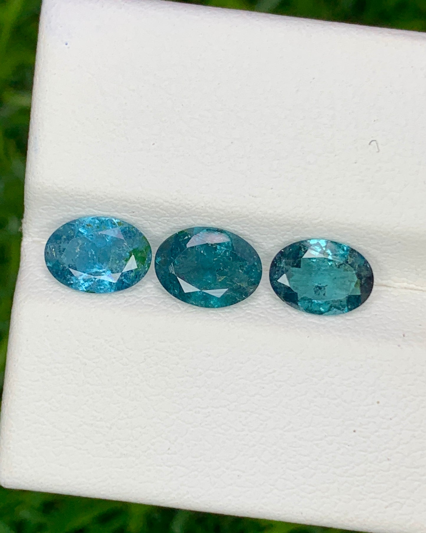 Natural Blue Tourmaline Lot 2.30 Carat 7.3x5.5/7.1x5.2/7.2x5.2 MM Oval Shape Faceted Gemstone 3 Piece Lot