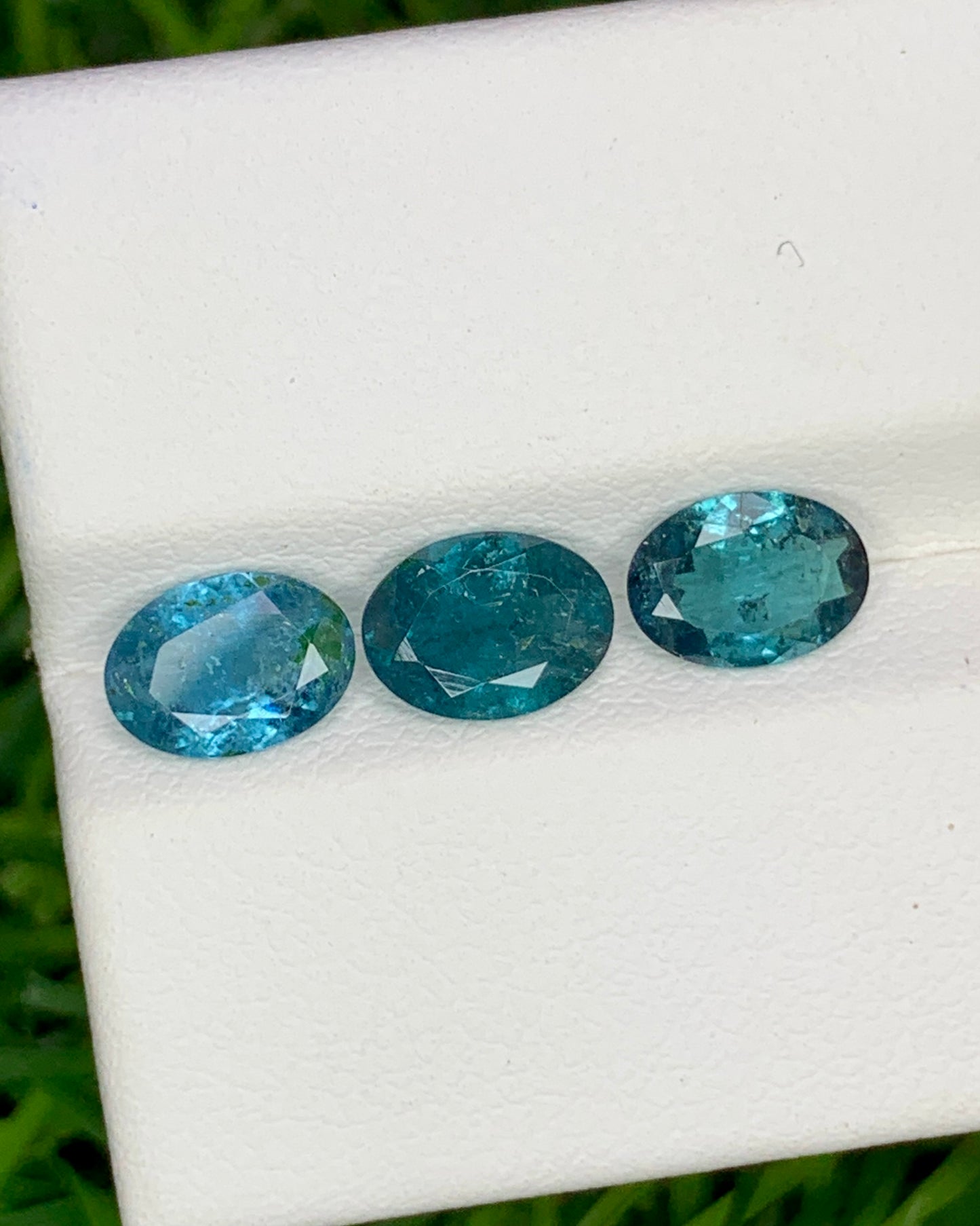 Natural Blue Tourmaline Lot 2.30 Carat 7.3x5.5/7.1x5.2/7.2x5.2 MM Oval Shape Faceted Gemstone 3 Piece Lot