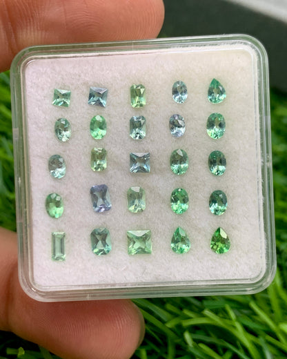 Natural Rare Chrome Kornerupine Lot 2.96 Carat Mix Size Mix Shape Faceted Gemstone 25 Piece Lot