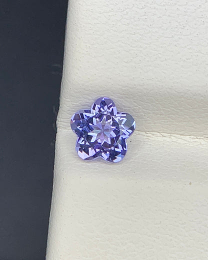 Natural Blue Tanzanite 0.58 Carat 5.3x5.3x3.1 MM Flower Cut  Faceted Gemstone
