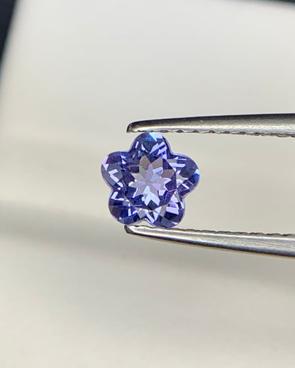 Natural Blue Tanzanite 0.58 Carat 5.3x5.3x3.1 MM Flower Cut  Faceted Gemstone
