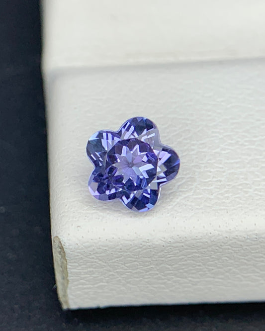 Natural Blue Tanzanite 0.58 Carat 5.3x5.3x3.1 MM Flower Cut Faceted Gemstone