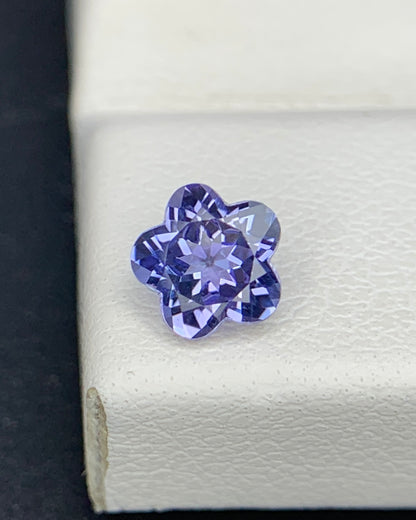 Natural Blue Tanzanite 0.58 Carat 5.3x5.3x3.1 MM Flower Cut Faceted Gemstone