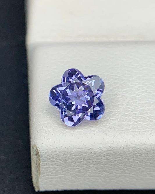 Natural Blue Tanzanite 0.58 Carat 5.3x5.3x3.1 MM Flower Cut Faceted Gemstone