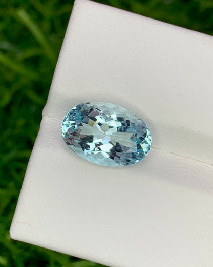 Natural Aquamarine 3.76 Carat 12.2x8.2 MM Oval Shape Faceted Gemstone