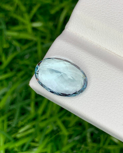 Natural Aquamarine 3.76 Carat 12.2x8.2 MM Oval Shape Faceted Gemstone