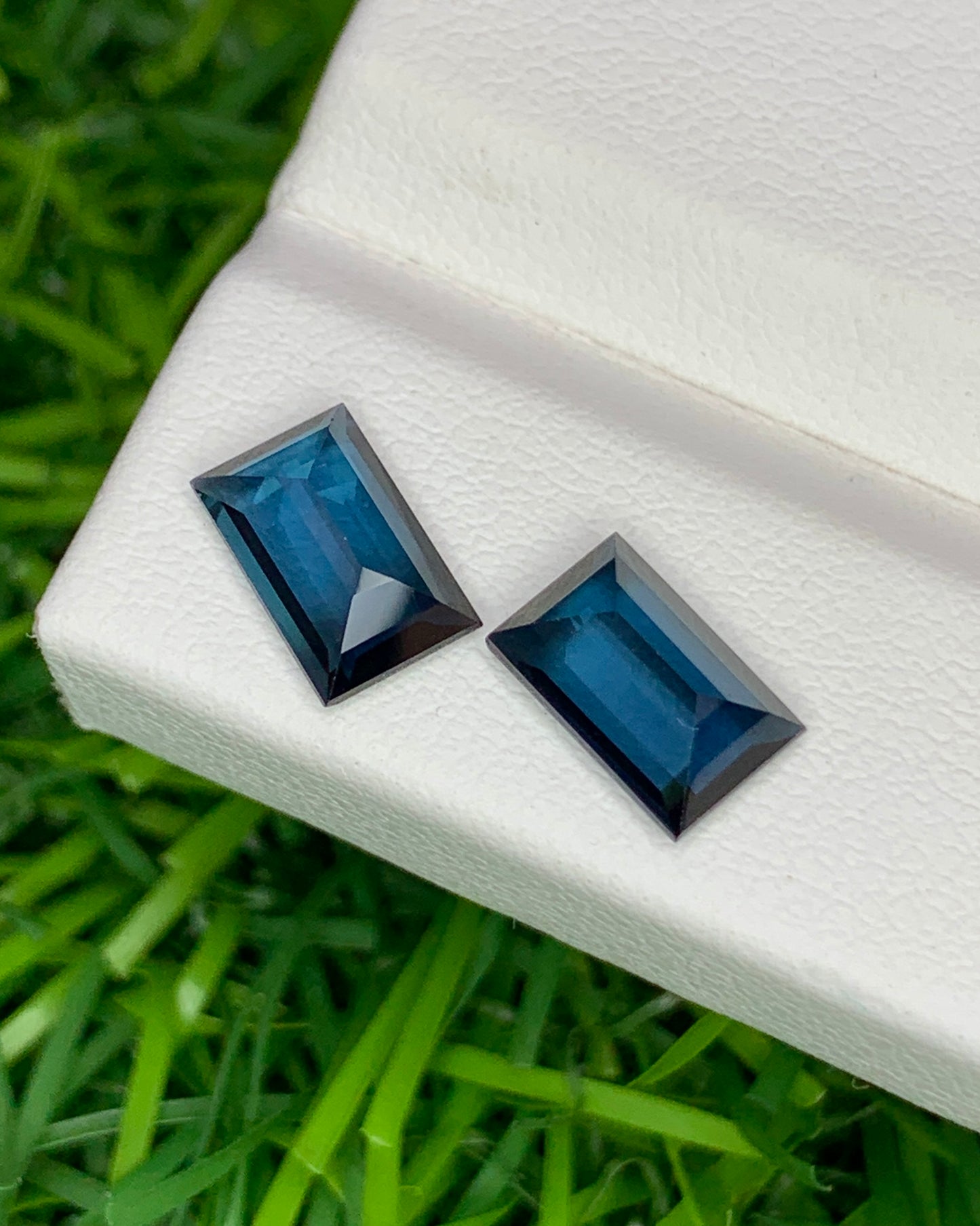 Natural Blue Tourmaline Pair 2.27 Carat 8x5.2 MM Baguette Shape Faceted Gemstone Pair