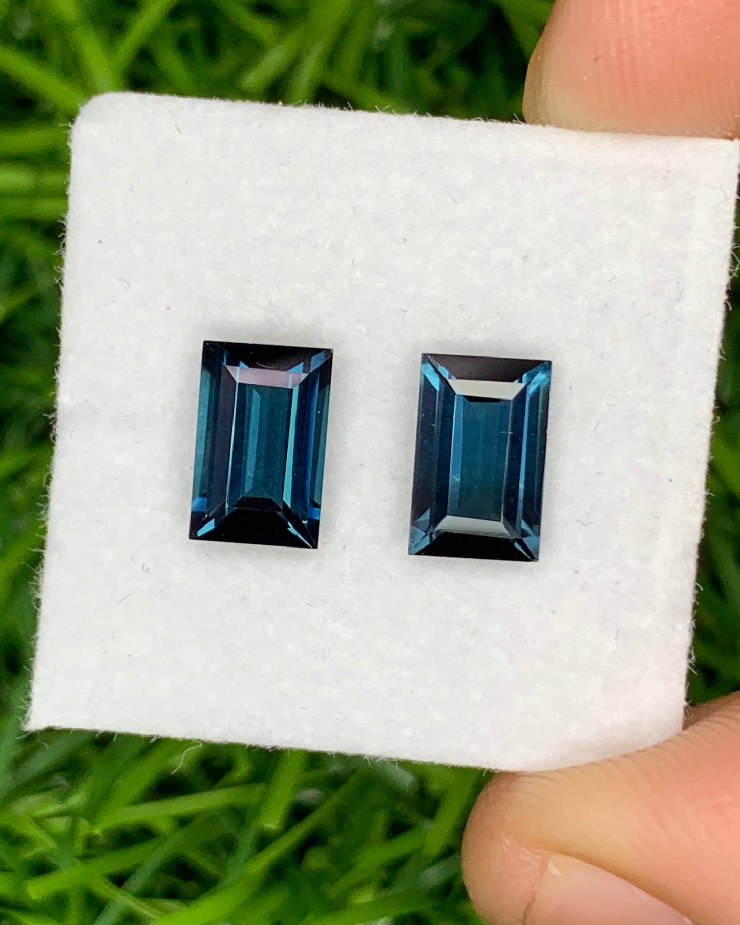 Natural Blue Tourmaline Pair 2.27 Carat 8x5.2 MM Baguette Shape Faceted Gemstone Pair