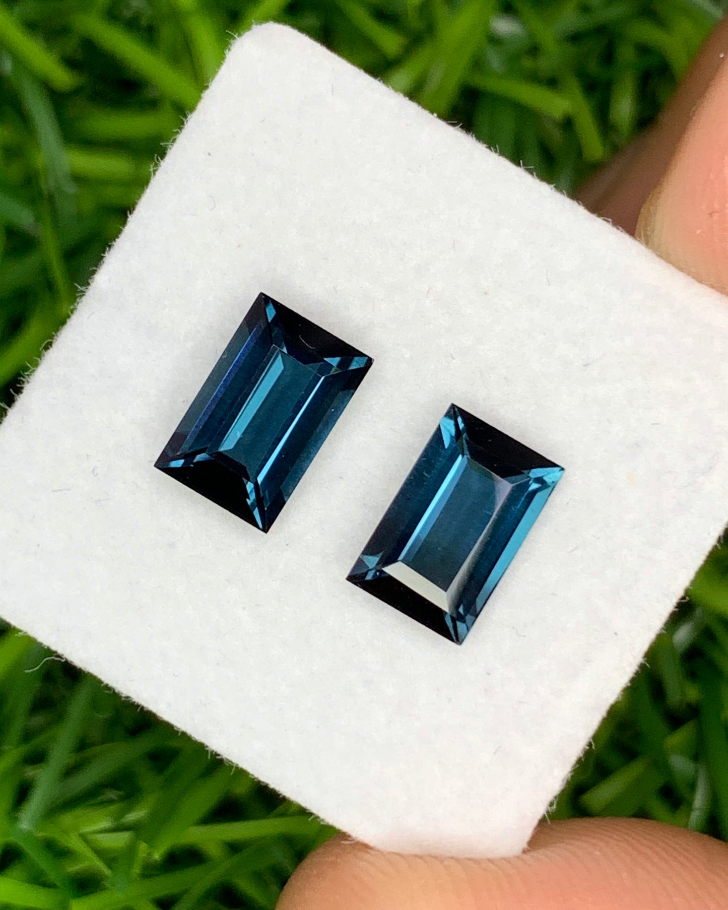 Natural Blue Tourmaline Pair 2.27 Carat 8x5.2 MM Baguette Shape Faceted Gemstone Pair