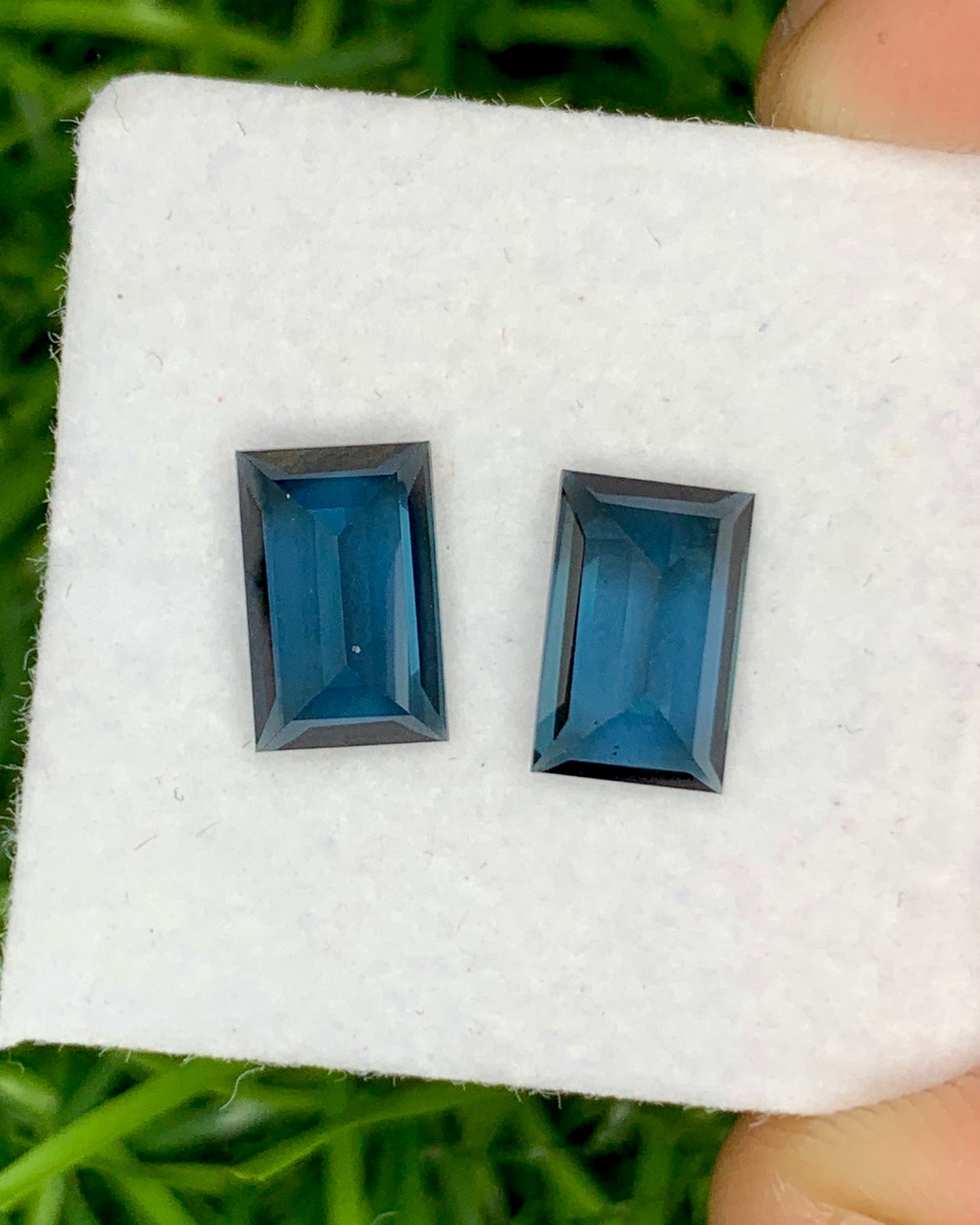 Natural Blue Tourmaline Pair 2.27 Carat 8x5.2 MM Baguette Shape Faceted Gemstone Pair