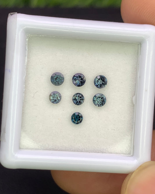 Natural Rare Blueberry Tourmaline Lot 0.46 Carat 2.5x2.5 MM Round Shape Faceted Gemstone 7 Piece Lot