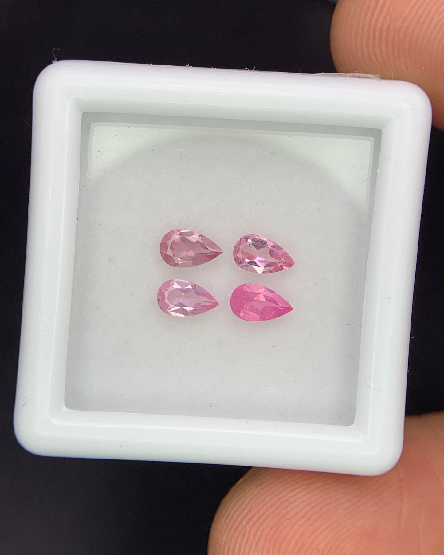 Natural Pink Spinel Lot 0.81 Carat 5x3 MM Pear Shape Faceted Gemstone 4 Piece Lot 