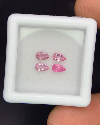 Natural Pink Spinel Lot 0.81 Carat 5x3 MM Pear Shape Faceted Gemstone 4 Piece Lot 