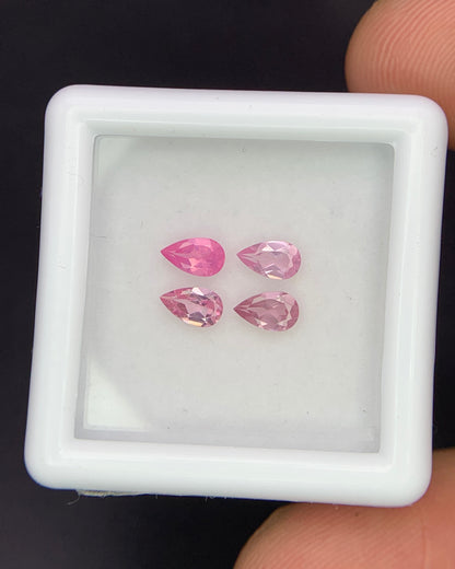 Natural Pink Spinel Lot 0.81 Carat 5x3 MM Pear Shape Faceted Gemstone 4 Piece Lot 